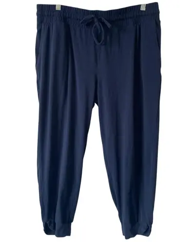 ANYBODY LOUNGE Cozy Knit Split Cuff Jogger Pants Size Large Navy Blue