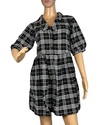 Harper Heritage  Women’s Puff Sleeve Baby Doll Dress Black White Size S