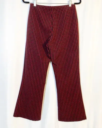 Alembika Dynamite Days Dynamo Flare Leg Cropped Pants Brick Red Black Polka Dot Size 8