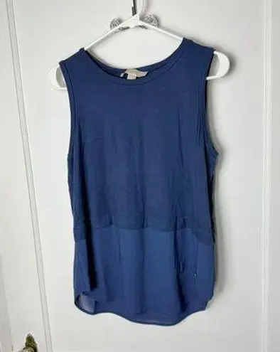 Michael Michael Kors Tank Top Blouse Women's Medium Navy Blue Flowy Mixed Media