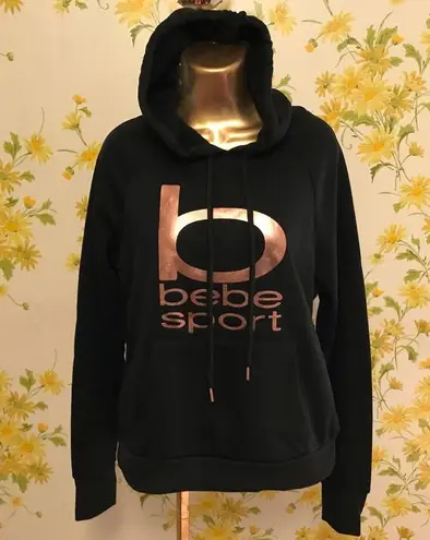 Bebe hooded sweatshirt in black/rose gold size M