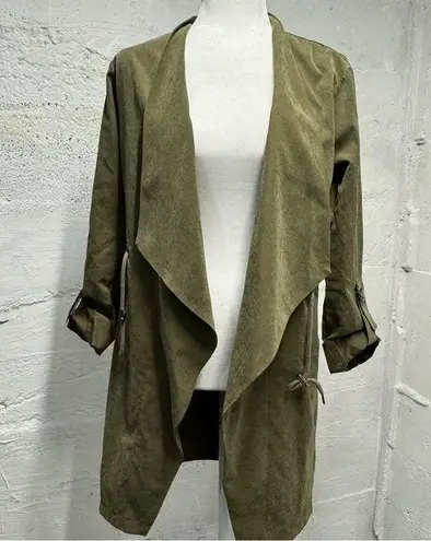 BKE Buckle  open front lightweight jacket olive green