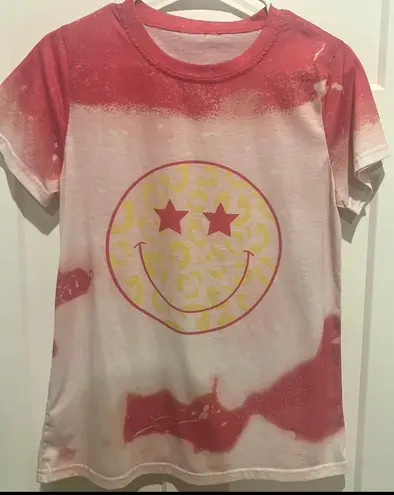 Women Loose T Shirts Cute Happy Smile Graphic Tees Small Pink