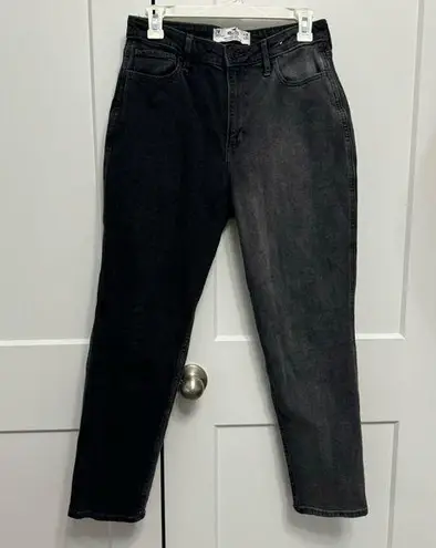 Hollister  Women's Curvy Two Tone Faded Black High Rise Mom Jeans Size 7R / 28