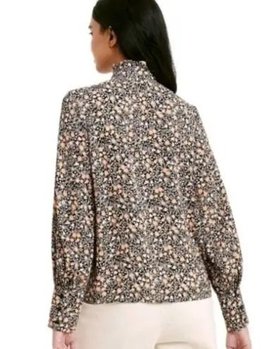 Nili Lotan X Target Floral Print Long Sleeve Pleated Blouse Size S Black