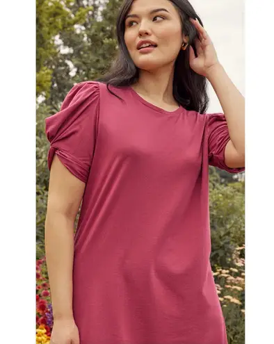 Summersalt The Luxe Pima Twist-Sleeve T-Shirt Dress Size Medium Dark Rose