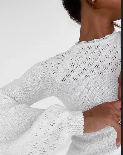 Rumored Vermont Mini Dress White MEDIUM Sweater Soft Girl Bohemian NWT