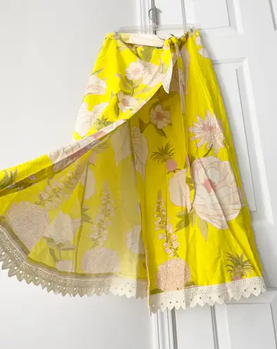 Farm Rio Garden Linen Blend Wrap Skirt, Size L