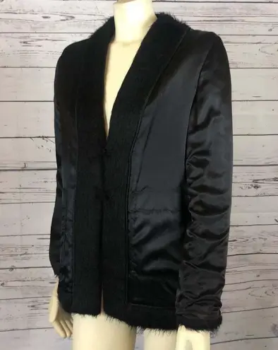 Boutique REVERSIBLE BLACK HOBO FAUX FUR COAT size medium