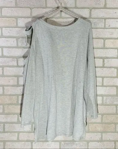 Lane Bryant  Lace Appliqué Light Gray Cold Shoulder Sweatshirt Size 22/24