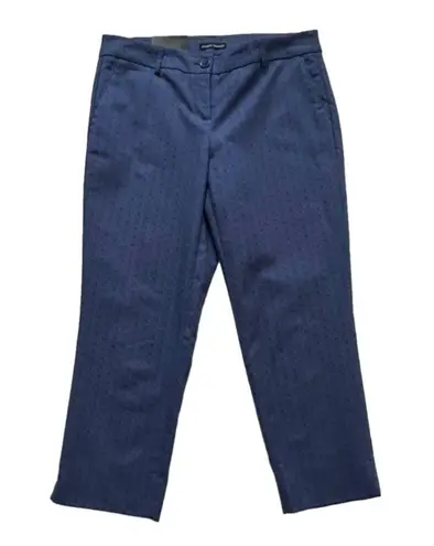 Hilary Radley Crop Pants Blue White Print Cotton Blend Slim Leg Pants Size 8 NEW