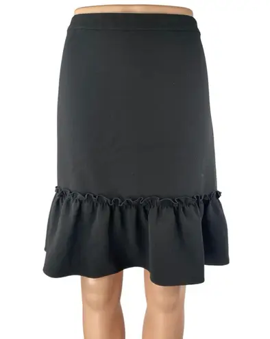Karl Lagerfeld Women's Black Ruffle Hem Zipper Knee Length Mini A-Line Skirt 10