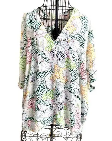 Jodifil Swimsuit Cover Up Medium NWT Dot Flowers Semi Sheer Beach Cruise Islands White Size undefined