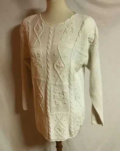 Retro Y2K feminine beaded oversized sweater