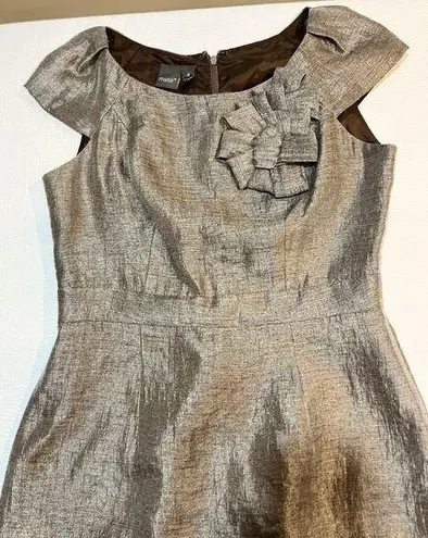 MUSE Shimmery Brown Sheath Dress With Decorative Bow