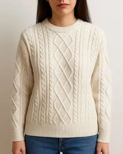 Aelfric Eden Cream Cable Knit 90s Fisherman Sweater Size XS Rory Gilmore Style