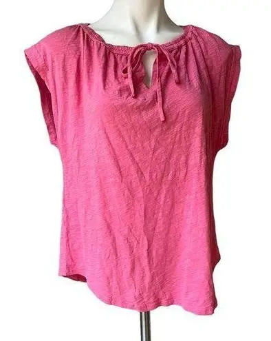 Dylan NWT, Pink Short Cap Sleeve Tie Front Cotton Top, Sz S