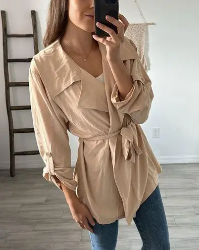 Liberty Love Tie-Waist Trench Coat Beige Brown Light / Size M