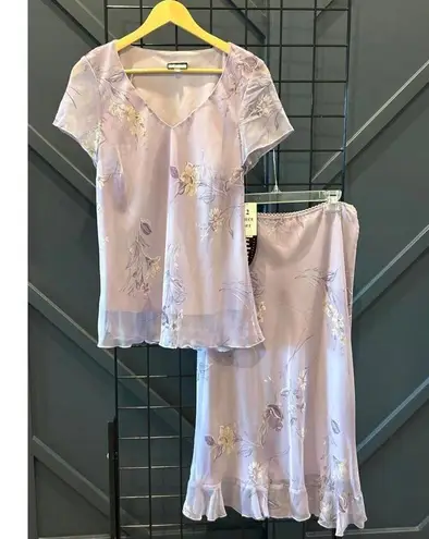 NWT Believe 2 Piece Top & Skirt Size 12 Mauve Elastic Waist Lined Fairy Purple