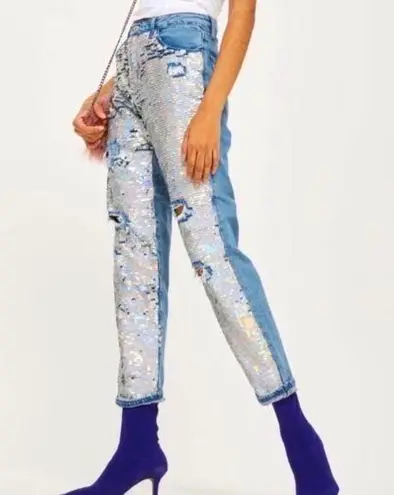 Topshop - Hayden Distressed Sequin Boyfriend jeans