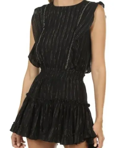 MISA Los Angeles Cielle Ruffle Bib Black Gold Mini Dress - Size XS