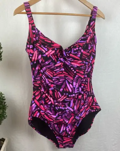 Swimsuits For All Pink & Black Print 1 Piece Swim Bathing Suit 16