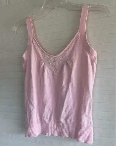 Hillard & Hanson Light Pink Sweater Embellished Tank Top