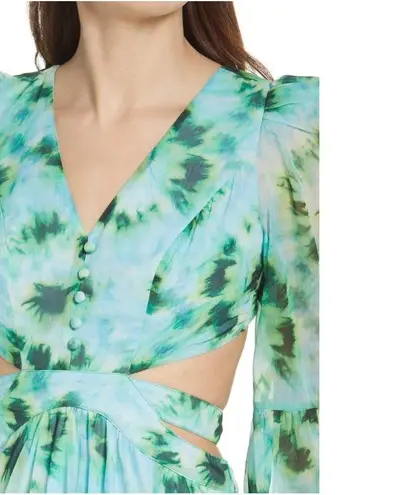 Willa Rahi Cut-Out Long Sleeve Dress, Lime Tie Dye Print Size L, New with Tag - Image 5