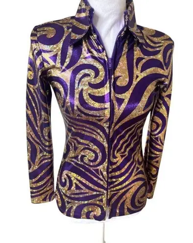 VINTAGE Y2K RARE EQUESTRIAN HOBBY HORSE WESTERN IRRIDESCEN JACKET X SMALL EUC #4 Gold Size XS