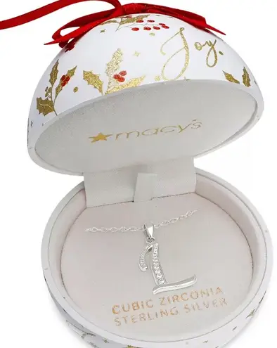 Giani Bernini Ornament Box with silver Cubic Zirconia L Initial Pendant Necklace