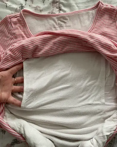 Motherhood Maternity Nursing Striped Red & White Tee, size S