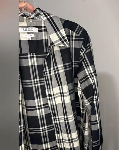 Foxcroft Carolina Plaid Collar Long Sleeve Button Up Shirt Wrinkle Free sz 10