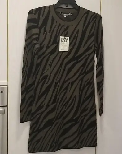 Pam & Gela ππ Zebra Silk-Blend Sweaterdress M NWT
