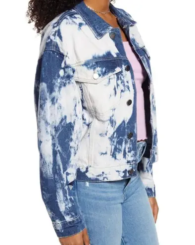 BP New  Bleach Overdye Denim Jacket Blue Bleached Cotton Jean Jacket