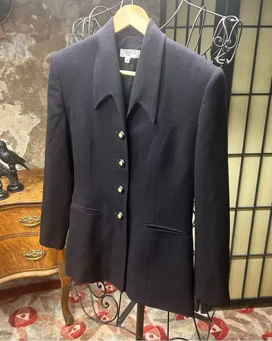 Tempo Paris Vintage 100% Wool Black Blazer: Size 4