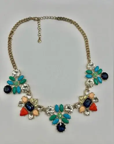 Victoria Emerson bright statement necklace - new! blue green coral gold peach