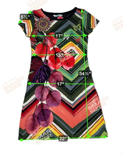 Desigual Lebond Colorful Embroidered Knit Short Sleeve T-Shirt Dress NEW Size S