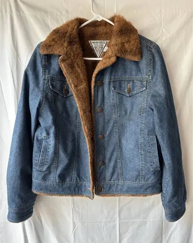 Marvin Richards Faux Fur Lined Denim Jacket Womens Size Small