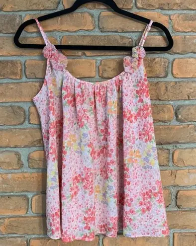 Oscar de la Renta Pink Label Y2K Floral Print Sleeveless Tank Top Blouse Pink- M