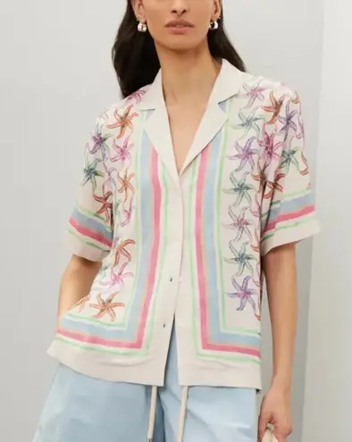 Scotch & Soda Hawaiian Shirt SIZE 10 Starfish Vacation Oversized Boxy Top $148 - Image 1