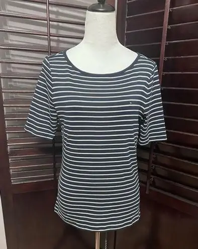 Tommy Hilfiger  T-Shirt Women's XL Blue Stripe Short Sleeve Scoop Neck Cotton