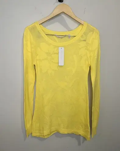 Soft Surroundings Yellow Garden Wall Pointelle Jacquard Sweater Size XS 2-4 NEW
