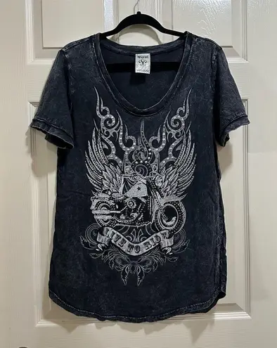 Vocal scoop neck short sleeve motorcycle shirt gray size XL