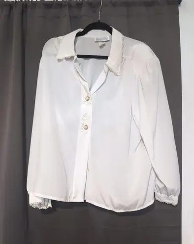 Impressions of California Women's White Blouse, Embroidered, Vintage Size 16