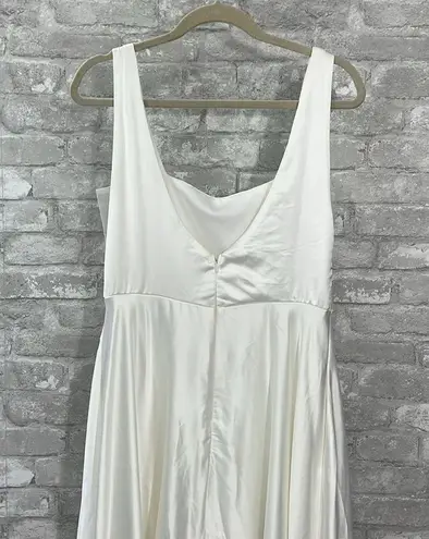 Lulus Endless Radiance Ivory Satin Sleeveless Maxi Dress With Pockets White Size L