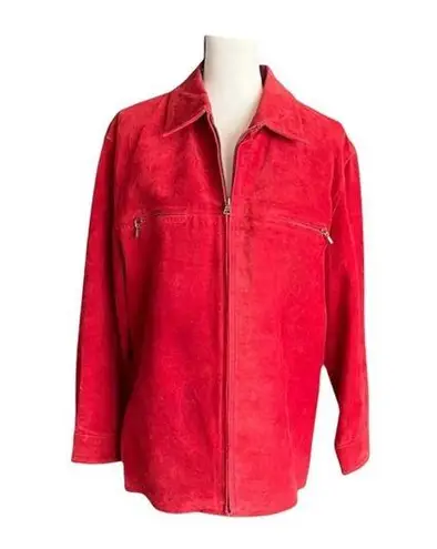 Genuine, leather/suede, red zip up jacket, size medium