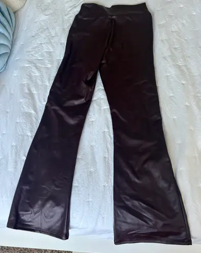 Hemline Maroon Leather Pants