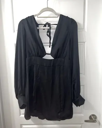 Showpo Black Dress Plunging Neckline With Balloon Sleeves