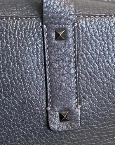 Valentino Garavani Valentino Rockstud Leather Gray Duffle Travel Bag Purse Carry On NWT