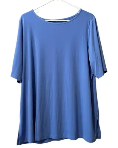Susan Graver Modern Essentials Size US XL Blue Liquid Knit Tunic Top Stretch